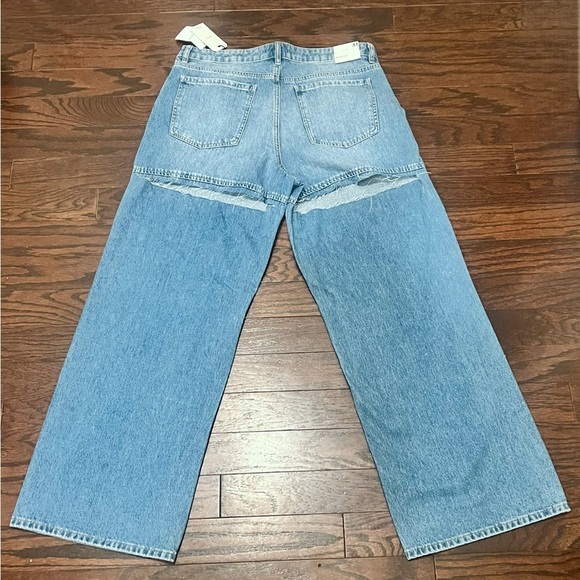 Forever 21 Denim - Forever 21 Women’s Baggy Wide-Leg Distressed Blue Jeans Blue Size 30